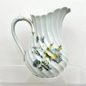 Haviland France Limoges Margaux 20 oz Torse Shaped Porcelain Pitcher Blue Gold